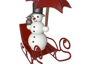 pupazzo di neve su una slitta Modello 3D