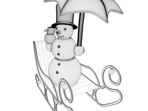 snowman on a sleigh Modèle 3D
