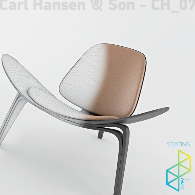 carl hansenson ch07 shell chair 3D Model .c4d .max .obj .3ds .fbx .stl .blend 