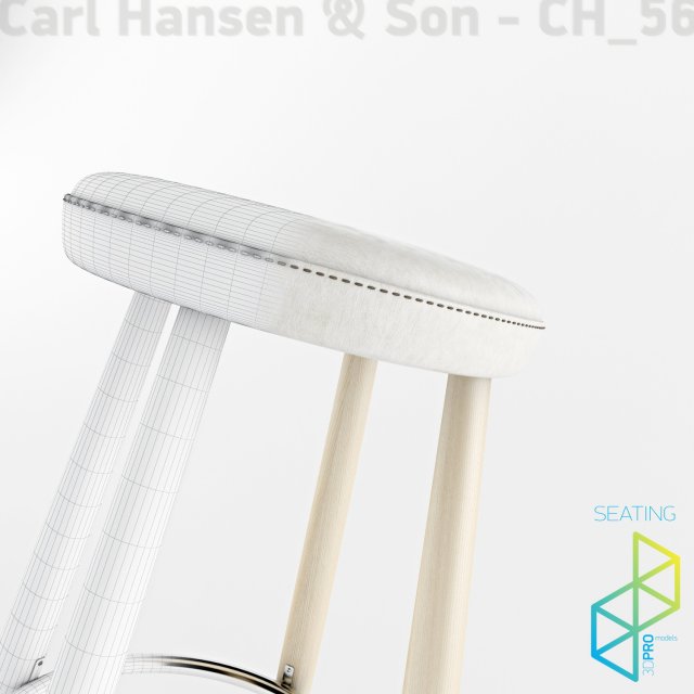 carl hansenson ch56 bar stool Model 3D .c4d .max .obj .3ds .fbx .stl .blend 