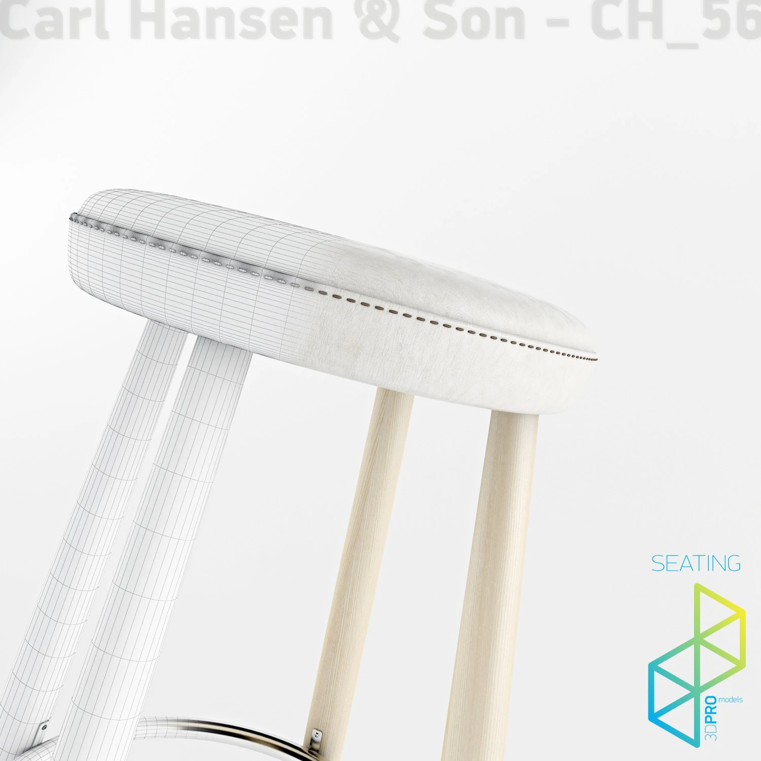 carl hansenson ch56 bar stool 3D Model .c4d .max .obj .3ds .fbx .stl .blend