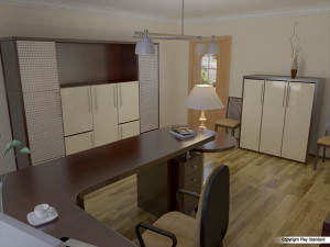 office room or a study presented Modelo 3D