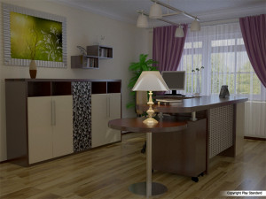 office room or a study presented Modelo 3D