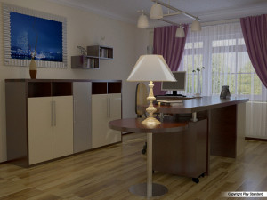office room or a study presented Modelo 3D