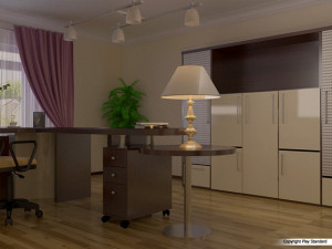 office room or a study presented Modelo 3D