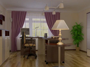 office room or a study presented 3D Model