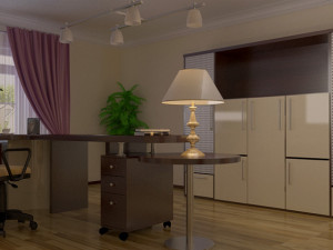 office room or a study presented Modelo 3D