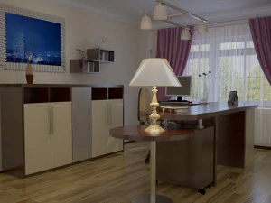 office room or a study presented 3D Model