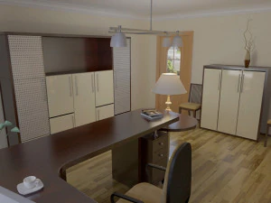 office room or a study presented 3D Model