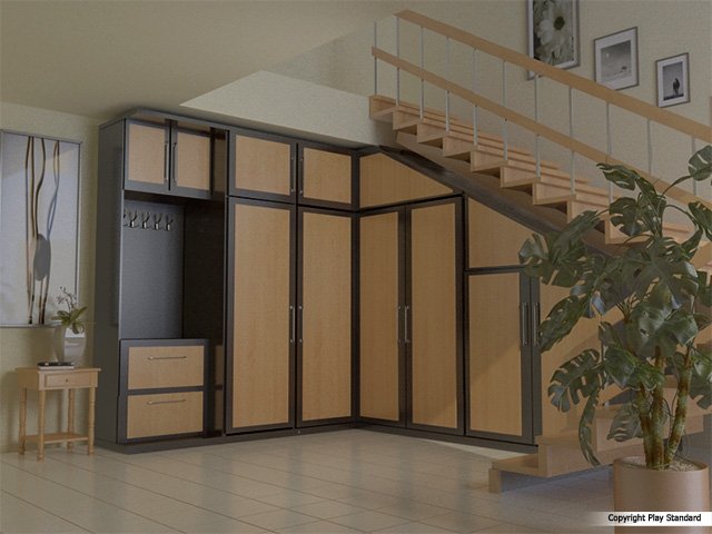 corner cupboard under the stairs Model 3D .c4d .max .obj .3ds .fbx .stl .blend 