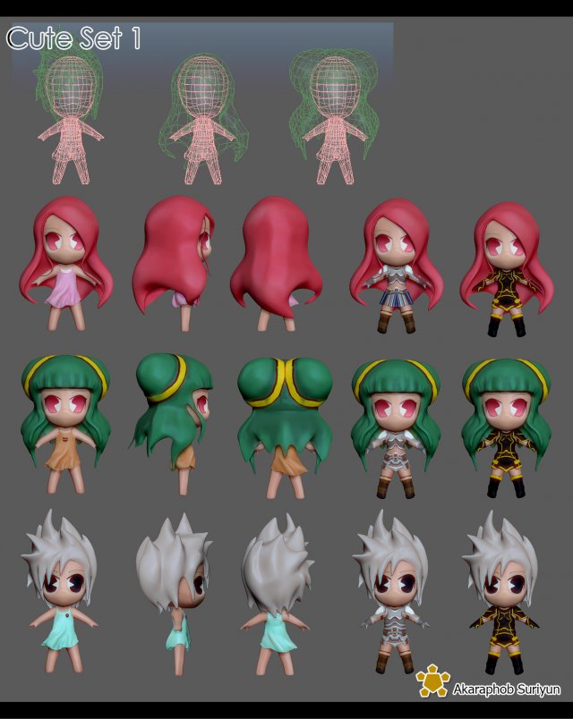 cute01 3D Модель .c4d .max .obj .3ds .fbx .stl .blend