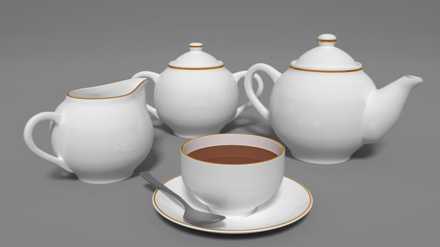 tea set Modelo 3D .c4d .max .obj .3ds .fbx .stl .blend 