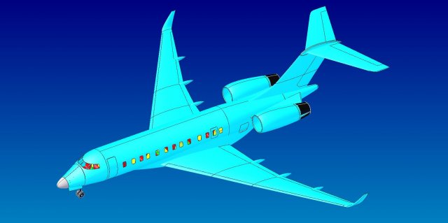 bombardier global 5000 executive jet solid 3D Модель .c4d .max .obj .3ds .fbx .stl .blend 