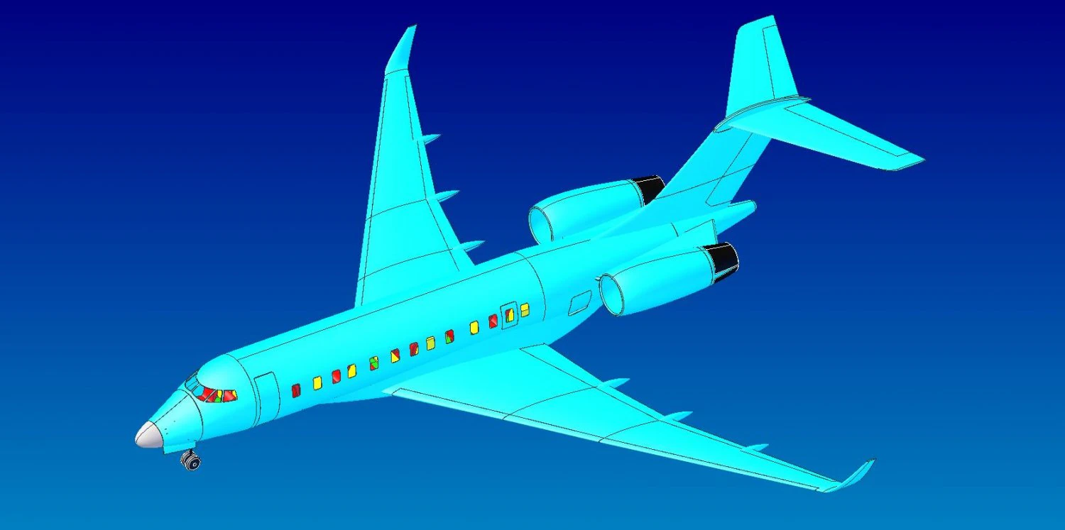 bombardier global 5000 executive jet solid 3D Model .c4d .max .obj .3ds .fbx .stl .blend 