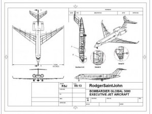bombardier global 5000 executive jet solid 3D Модель