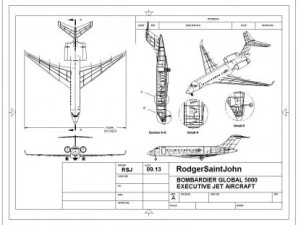 bombardier global 5000 executive jet solid 3D Model