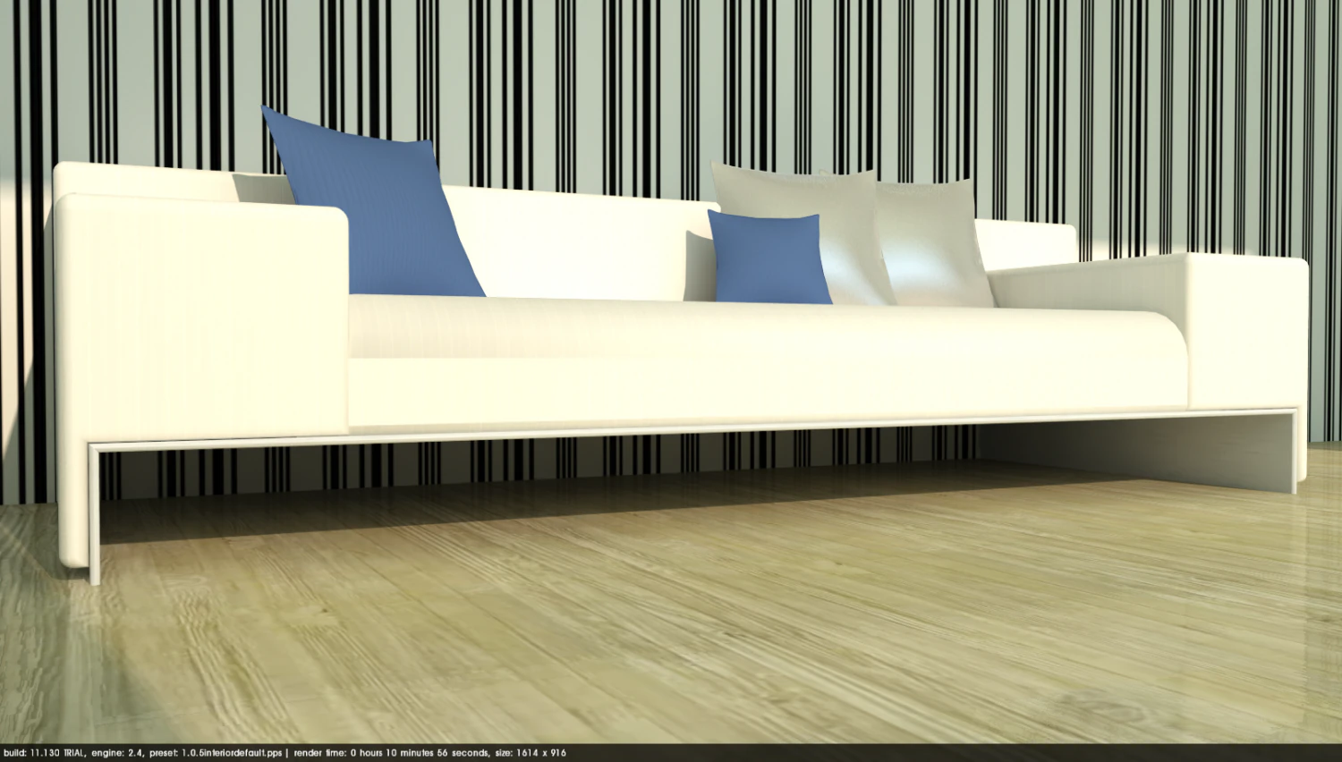 striped sofa 3D Model .c4d .max .obj .3ds .fbx .stl .blend 