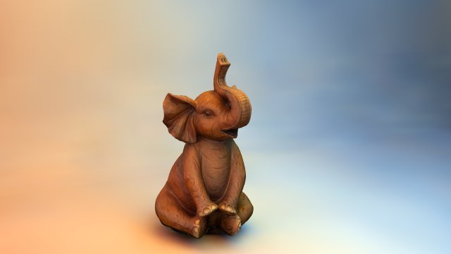 high and low resolution wood elephant statue 3Dモデル .c4d .max .obj .3ds .fbx .stl .blend 