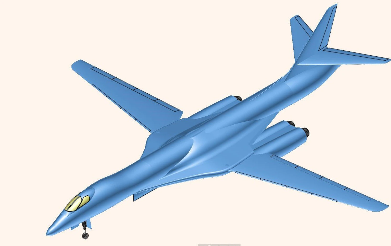 B-1B Strategic Aircraft Solid Assembly Model 3D Model .c4d .max .obj .3ds .fbx .stl .blend 