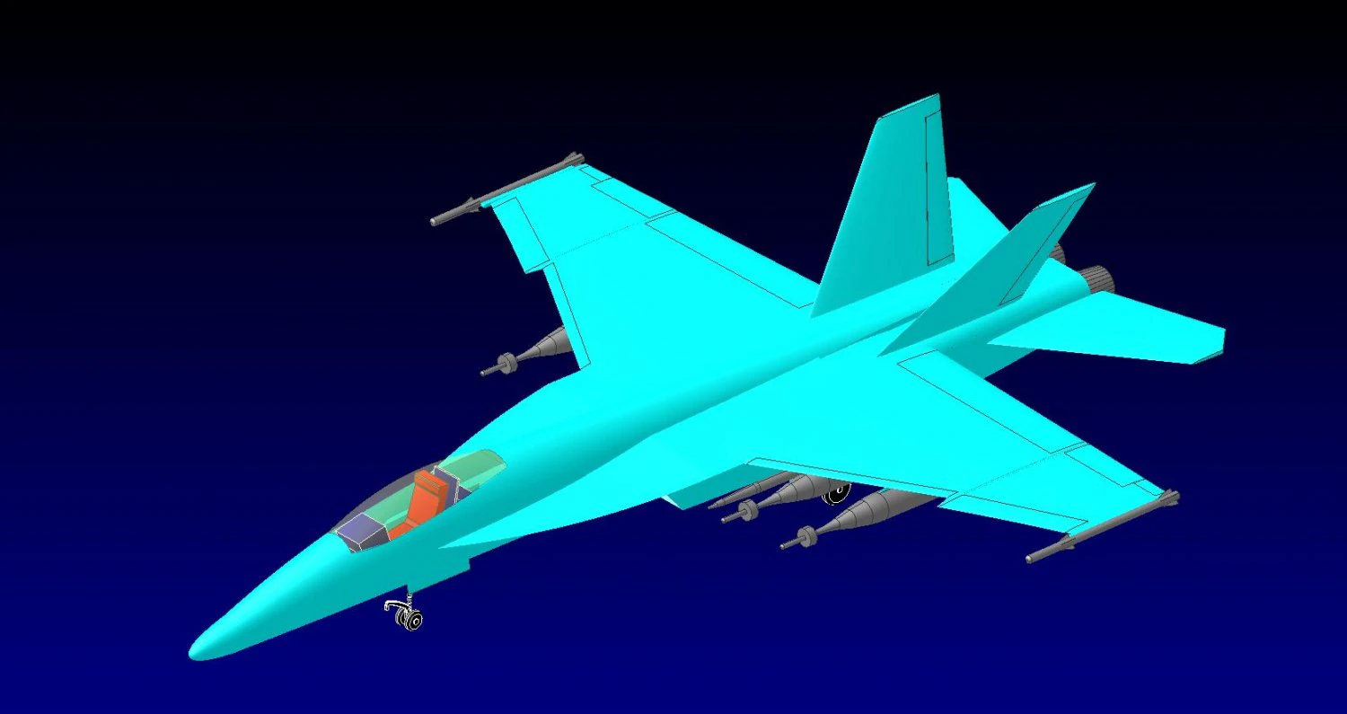 F-18E Fighter-Attack Aircraft Solid Assembly Model 3D Model .c4d .max .obj .3ds .fbx .stl .blend