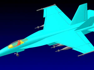 F-18E Fighter-Attack Aircraft Solid Assembly Model 3D Model