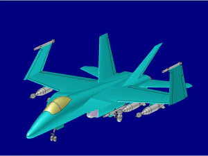 F-18E Fighter-Attack Aircraft Solid Assembly Model 3D Model