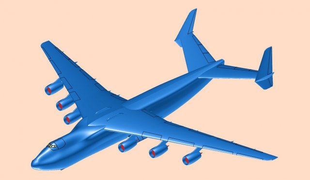 Antonov An-225 Cargo Aircraft Solid Assembly Model 3D Model .c4d .max .obj .3ds .fbx .stl .blend 
