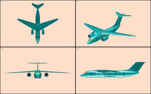 Antonov An-148 Aircraft Solid Assembly Model 3D Model .c4d .max .obj .3ds .fbx .stl .blend 