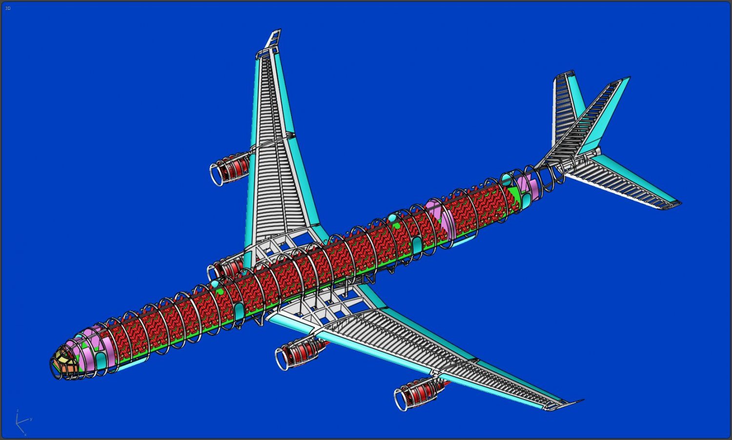 Airbus A340-600 Aircraft Solid Assembly Model Бесплатно 3D Модель.