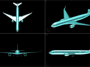 Airbus A350-900 Commercial Aircraft Solid Assembly Model Modelo 3D