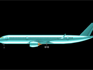 Модель коммерческого самолета Airbus A350-900 в сборе 3D Модель