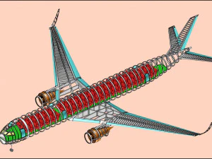 Модель коммерческого самолета Airbus A350-900 в сборе 3D Модель