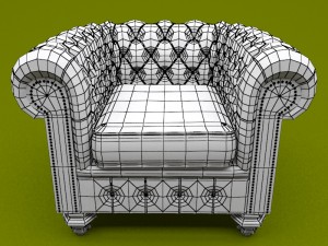 chesterfield armchair 3Dモデル