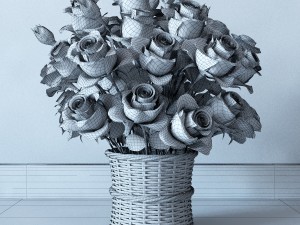 basket with roses Modelo 3D