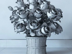 basket with roses 3D Model