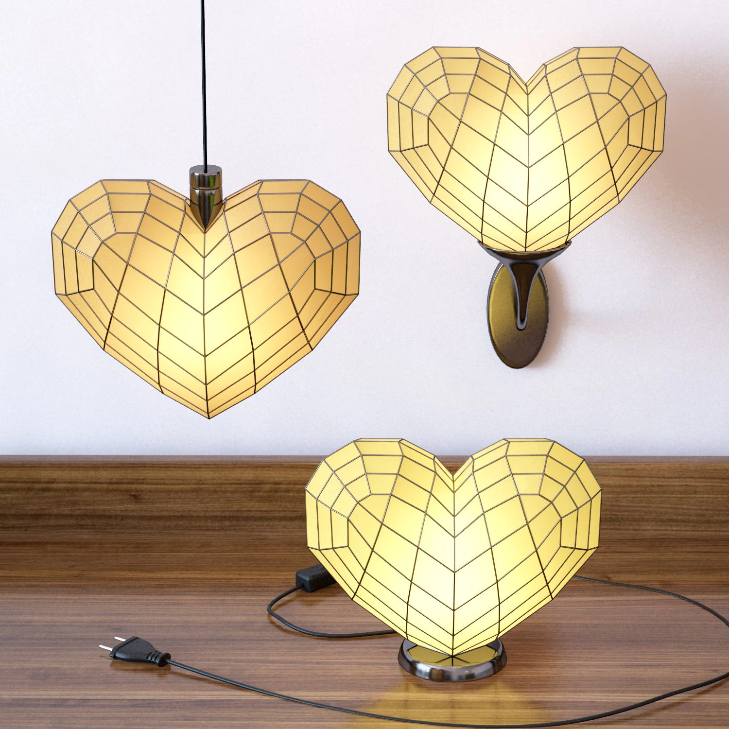 heart light set 3D Model .c4d .max .obj .3ds .fbx .stl .blend 