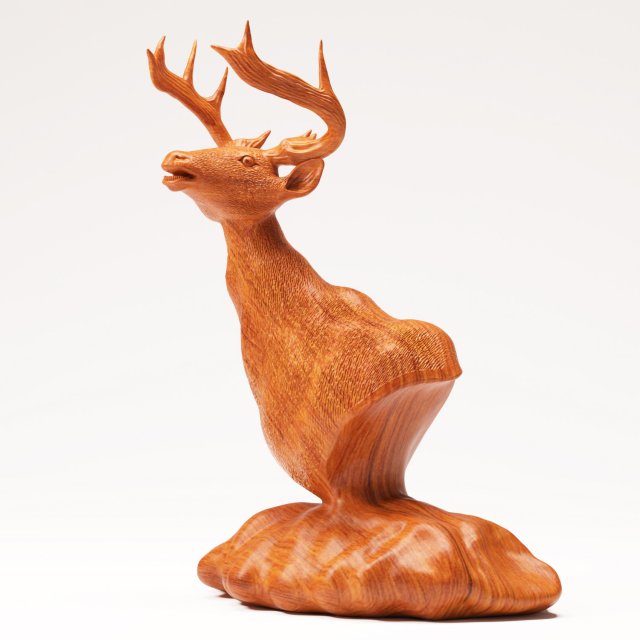 wood statuette proud stag 3D Модель .c4d .max .obj .3ds .fbx .stl .blend 