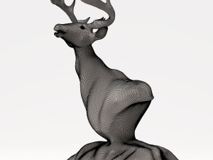 wood statuette proud stag 3D Модель
