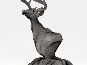 wood statuette proud stag 3D Model