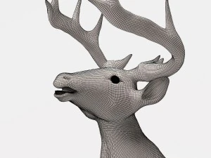 wood statuette proud stag 3D Model