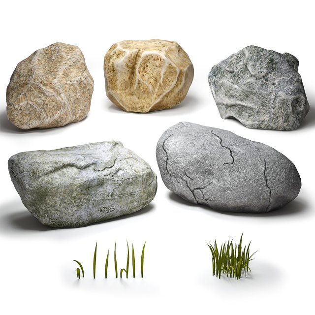 stones collection 3D Model .c4d .max .obj .3ds .fbx .stl .blend 