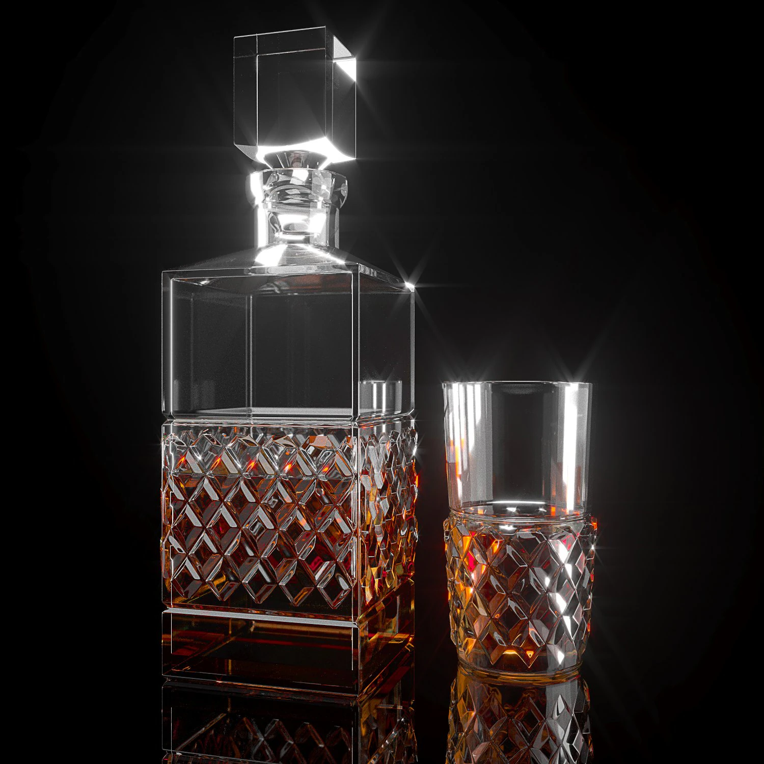 cashs crystal single malt square decanter 3D Model .c4d .max .obj .3ds .fbx .stl .blend 