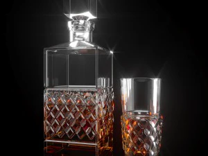 botol kas kristal malt tunggal persegi Model 3D