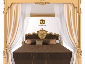silik venere king size bed with canopy 3D Модель
