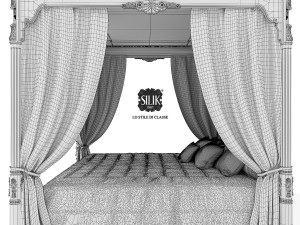 silik venere king size bed with canopy 3D Модель