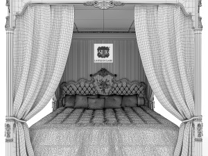 silik venere king size bed with canopy 3D Модель