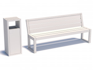 street bench with trashcan 3D Модель