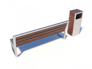 street bench with trashcan 3D Модель