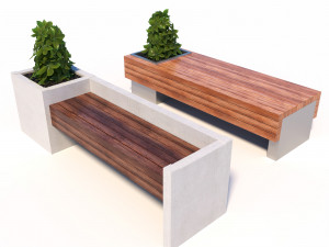 street benches with plants 3D Модель