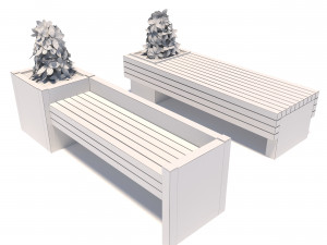 street benches with plants 3D Модель